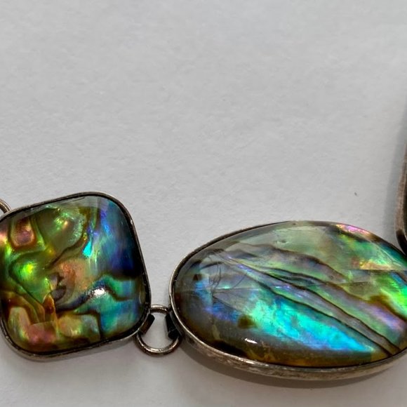 Vintage Sterling Silver Toggle Abalone Bracelet - Picture 5 of 14